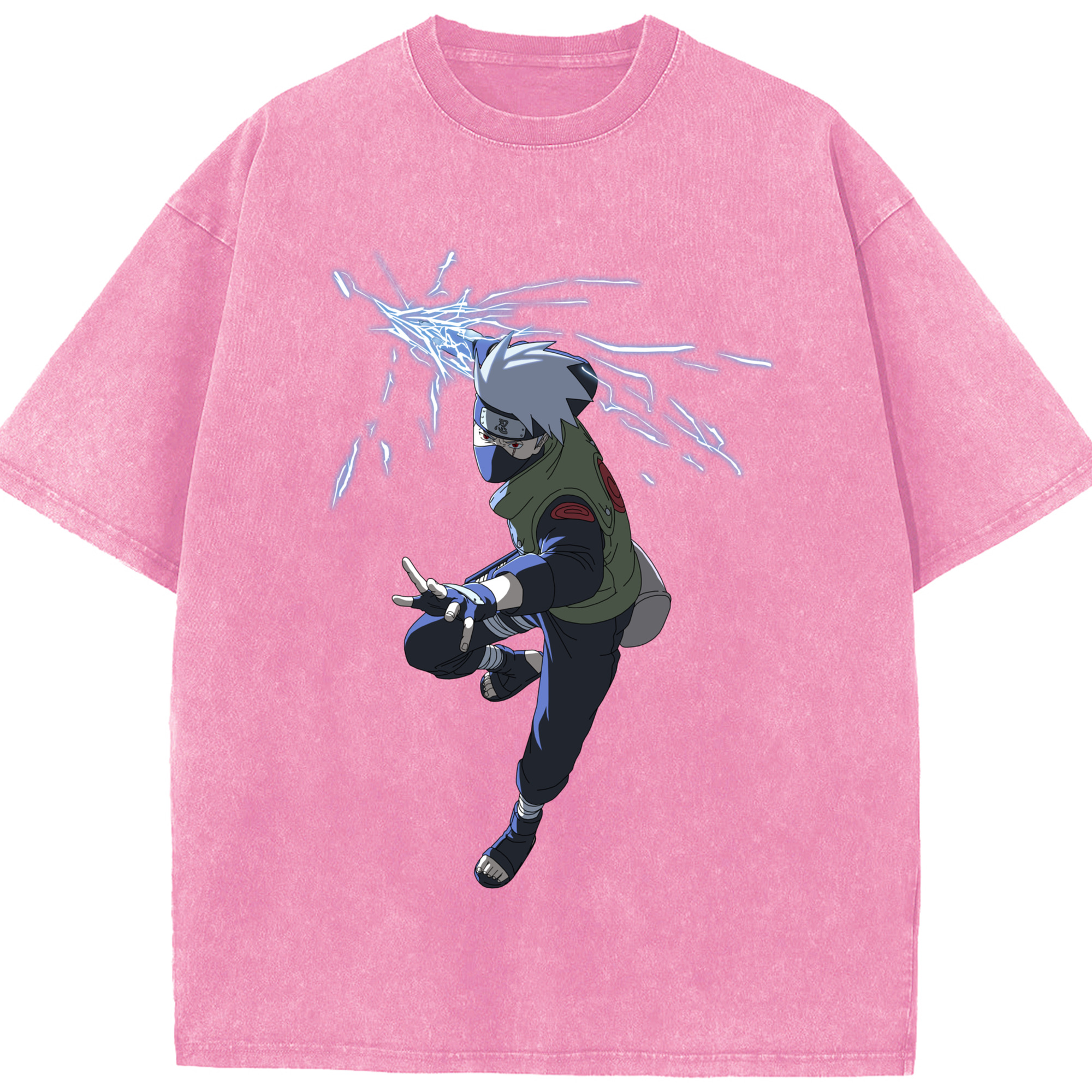 （画像用） NARUTO -ナルト- はたけ カカシ Hatake Kakashi 綿100% ヴィンテージ風 半袖Tシャツ（フロントプリント）